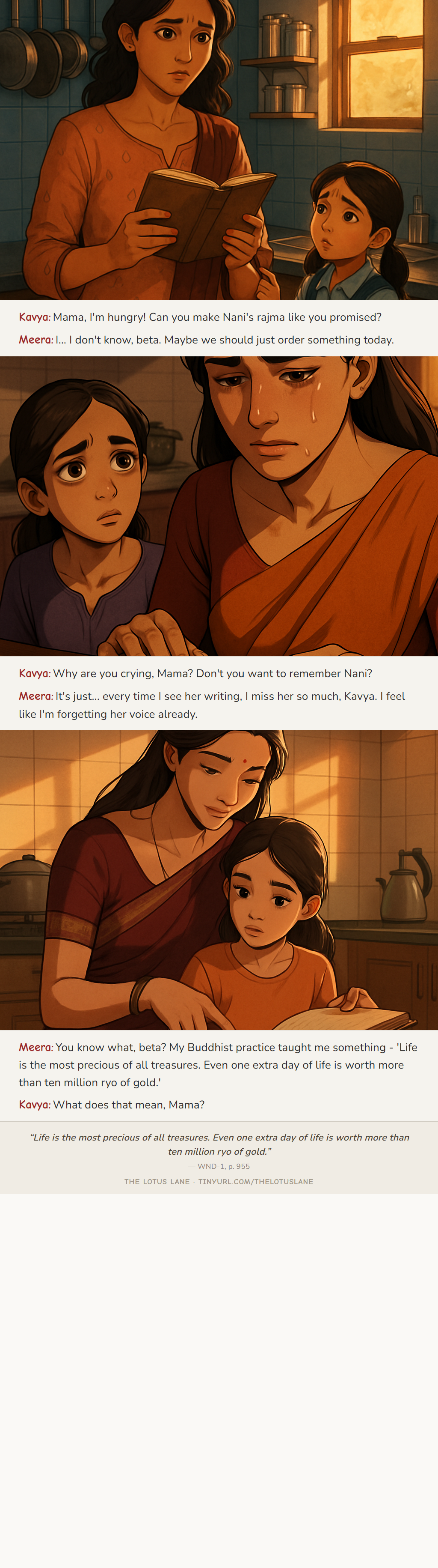 The Last Recipe — Buddhist wisdom comic strip about grief loss