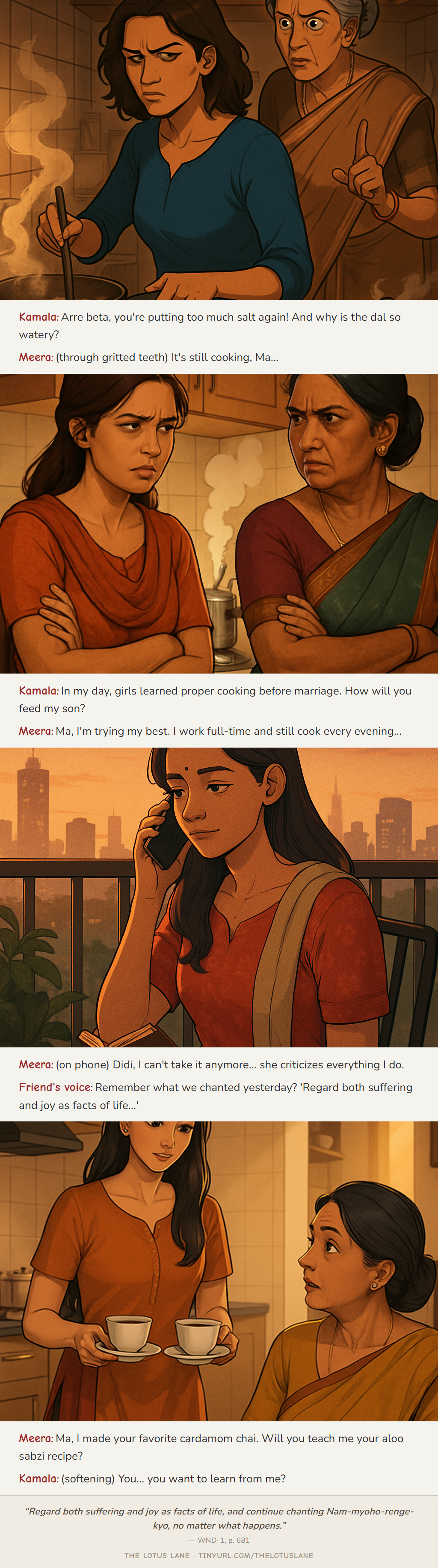 The Pressure Cooker — Buddhist wisdom comic strip about relationships