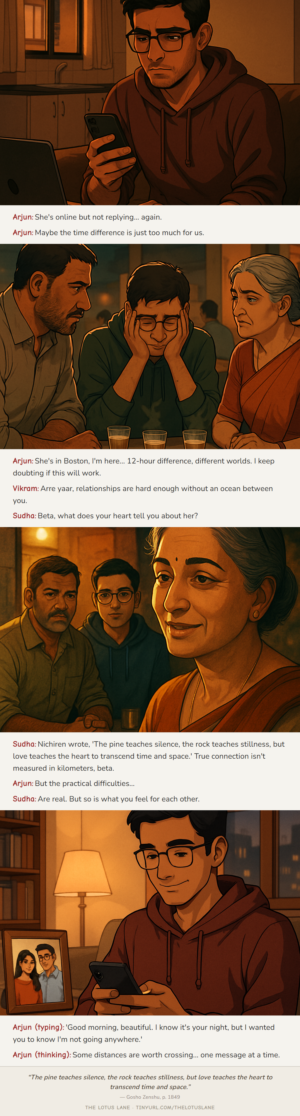 The Distance Between Us — Buddhist wisdom comic strip about relationships