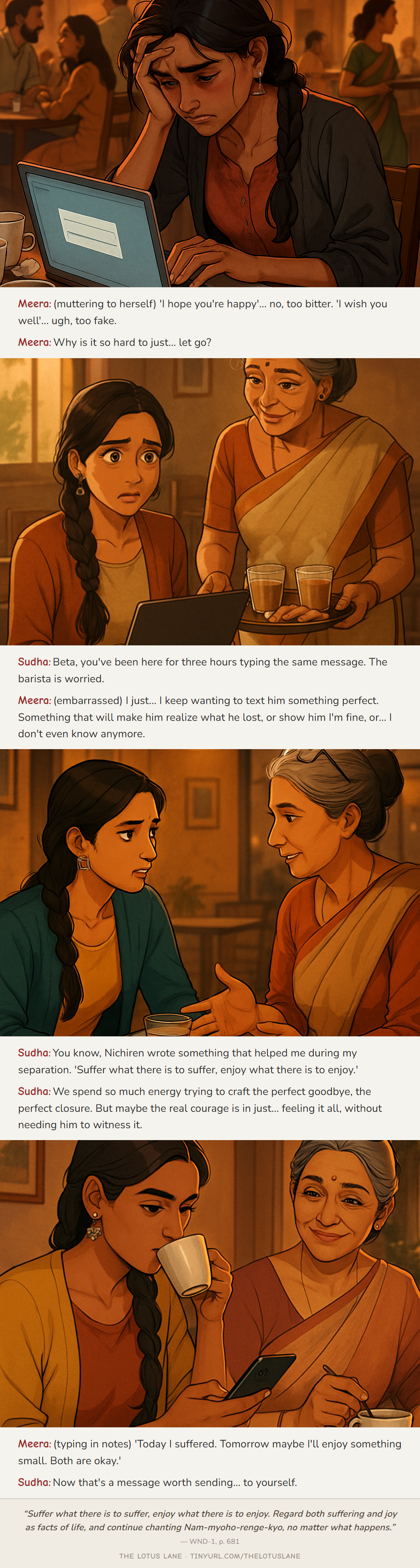 Delete and Repeat — Buddhist wisdom comic strip about relationships