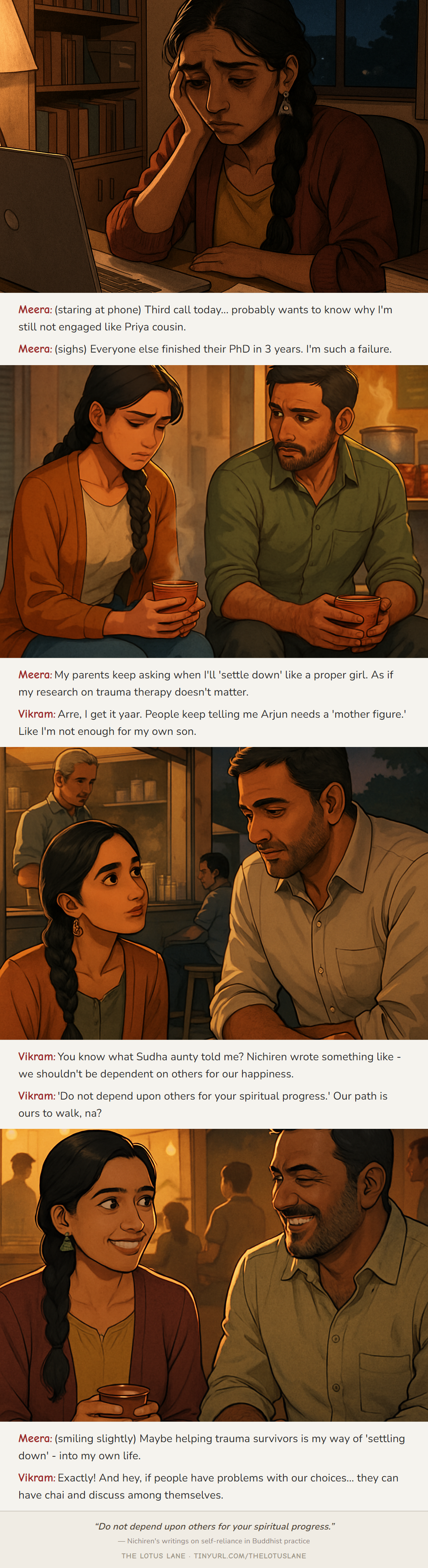 The Weight of Gold Stars — Buddhist wisdom comic strip about family