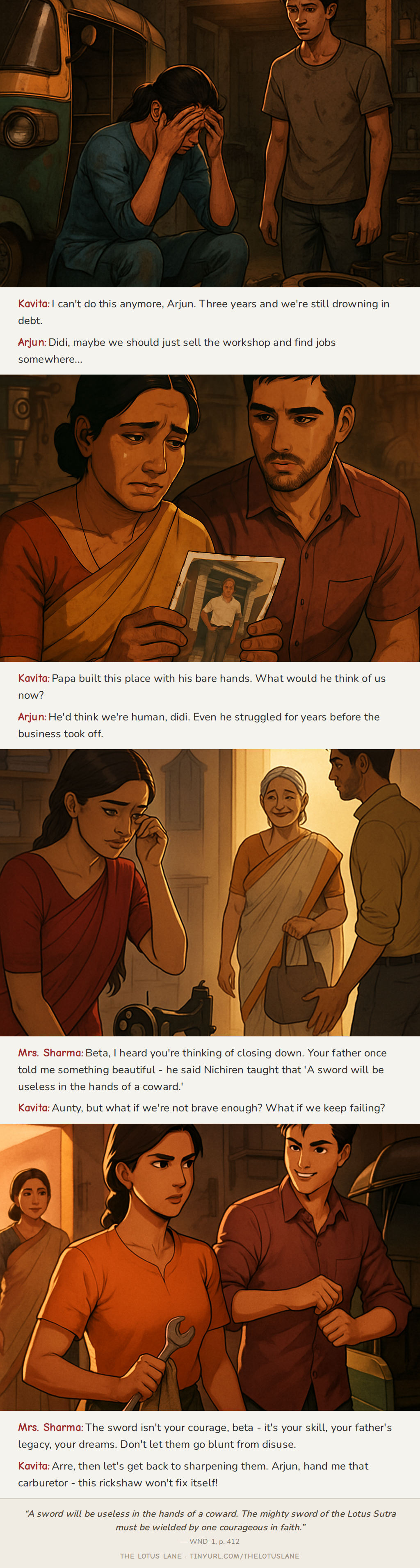 The Weight of Dreams — Buddhist wisdom comic strip about perseverance