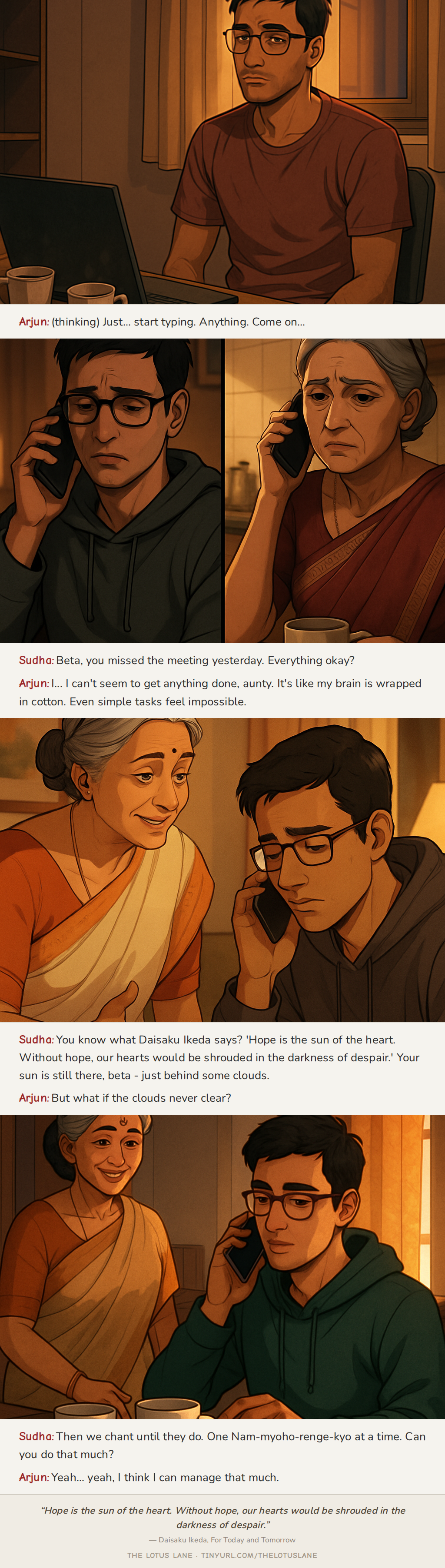 Stuck in Neutral — Buddhist wisdom comic strip about health