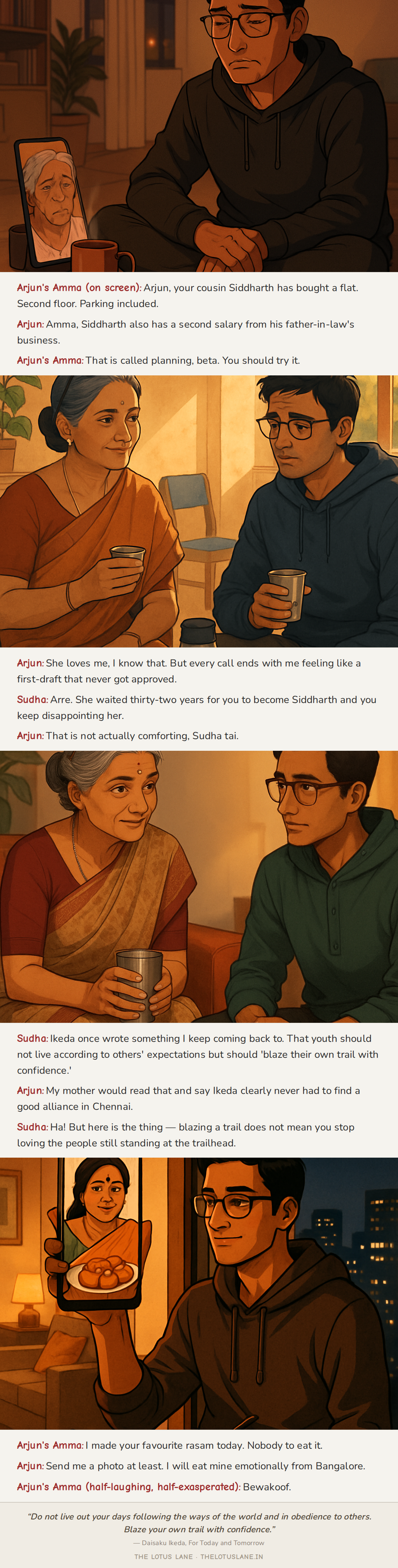 My Amma Calls Every Sunday to Tell Me I'm Living My Life Wrong - a story about generational gap